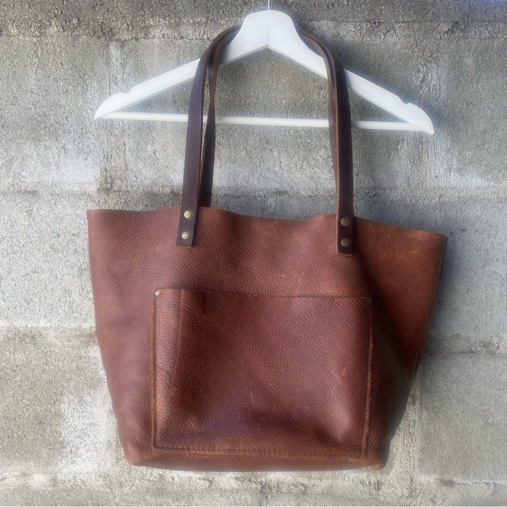 Portland Leather Goods Large Brown Leather Tote Bag